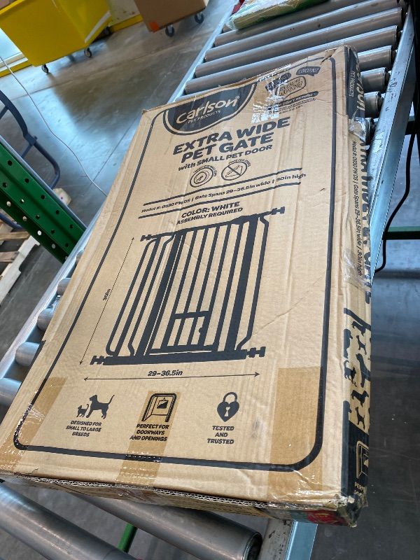 Photo 1 of *Missing Parts*
Carlson Extra Wide Walk-Thru Gate with Small Pet Door - White