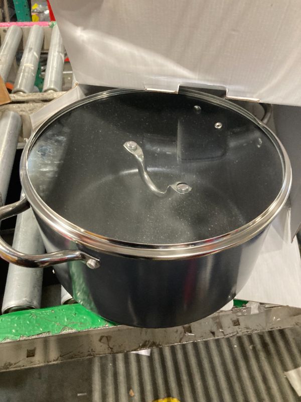 View 3 of BEZIA 12 Quart Cooking Pot, Large Non Stick Induction Stock Pots with Lid, All Stove Compatible, 12 QT Aluminum Soup/Stew Pot For Big Gatherings, Grey