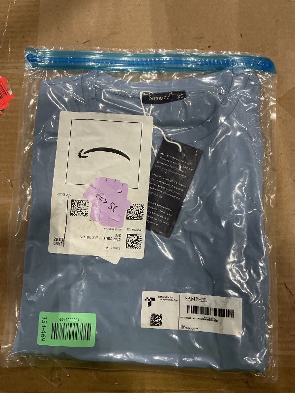 Photo 1 of **** light blue shirt- NOT BLACK AND WHITE STRIPS***Sampeel Summer Tops for Women Casual Blue Shirt Cute Spring Outfits Clothes Cap Sleeve T Shirts XS