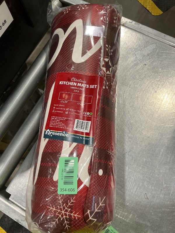 Photo 1 of PRESENCE Christmas Kitchen Rugs Mats - Santa Claus with Christmas Hat, Christmas Kitchen Rugs and Mats Non Skid Washable Set of 2 Red Christmas Decorations Indoor(17"x29"&17"x47")