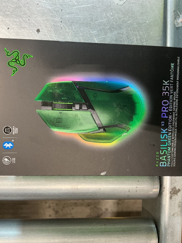 Photo 1 of ***MISSING USB*** Razer Basilisk V3 Pro 35K Wireless Gaming Mouse: HyperScroll Tilt Wheel - 35K DPI Optical Sensor Gen 2-13 Customizable Controls - RGB - Optical Switches Gen 3 - Up to 140 Hr Battery - Phantom Green