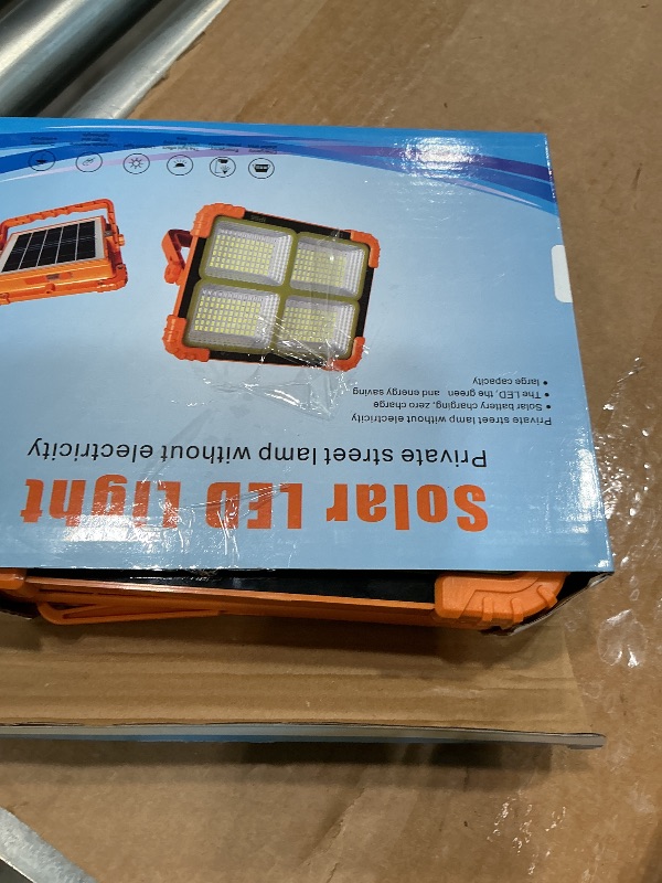 Photo 1 of *** NO USB CABLE *** 100W LED Solar Work Light, 466 LED 10000LM Magnetic Worklight with 5 Modes, 12000mAh Battary Rechargeable, IP66 Waterproof Portable Solar Outdoor Working Light for Emergency, Repair, Camping