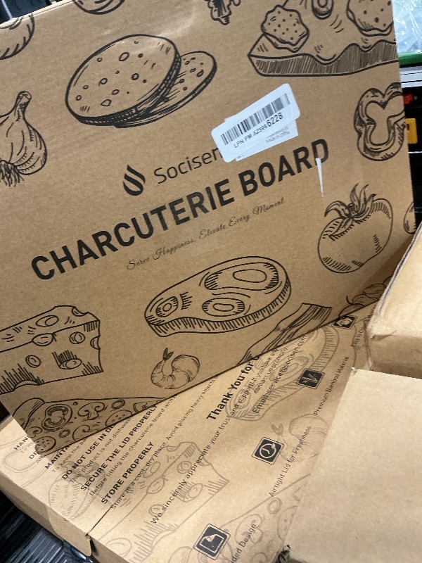 Photo 1 of *MINOR DAMAGE - Cracked Lid*
Charcuterie Board with Lid, 2-in-1 Bamboo Cheese & Cutting Board with Engraved Guide, Travel Portable Charcuterie Boxes, Includes 2 Plastic Cutting Mats & 4 Cheese Knives, House Warming Gifts New Home