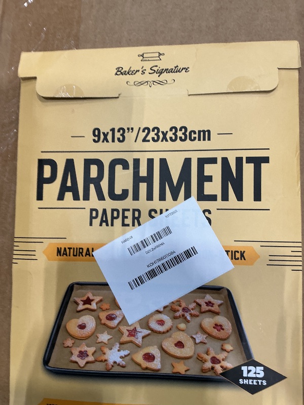 Photo 1 of *Missing Parts*
125 Pcs 9x13 Inch Parchment Paper Sheets by Baker's Signature | Parchment Baking Paper, Unbleached Parchment Paper - Perfect for Baking, Precut Non-Stick Sheets, Eco-Friendly, Will Not Curl or Burn