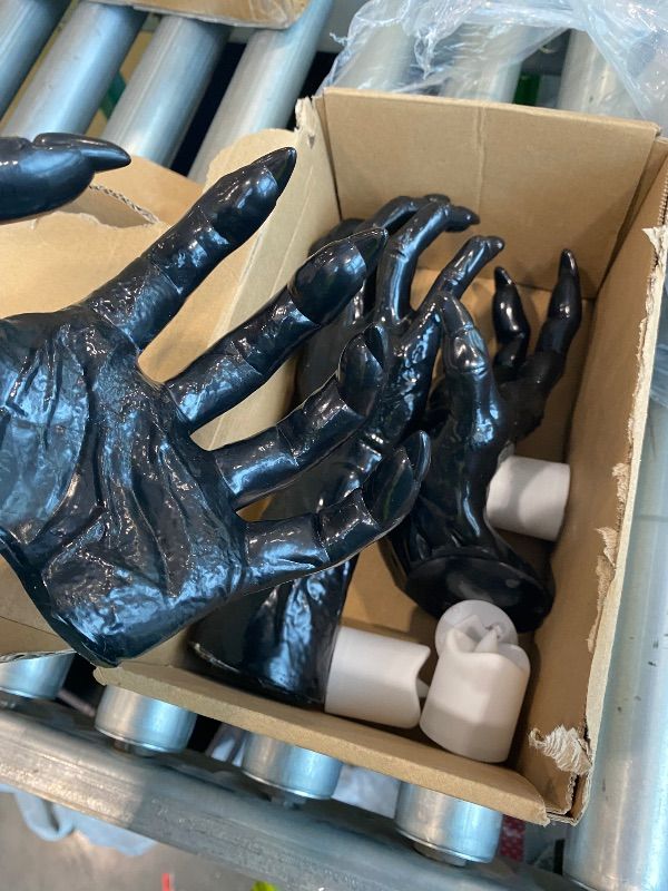 Photo 1 of *Different that picture/look at picture* Halloween Decorations Indoor Gothic Decor: Pack of 3 Wall Mounted Creepy Reaching Hands with Lighted Candles for Gothic Wall Decorations