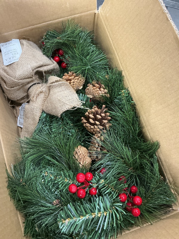 Photo 1 of *Missing Parts - Missing the lights*
3 Ft Small Christmas Tree Remote Control Artificial Tabletop Christmas Tree 50 Warm White&Colored Lights Battery Operated 12 Modes Timer Pinecones Red Berries Burlap Base Xmas Christmas Decorations