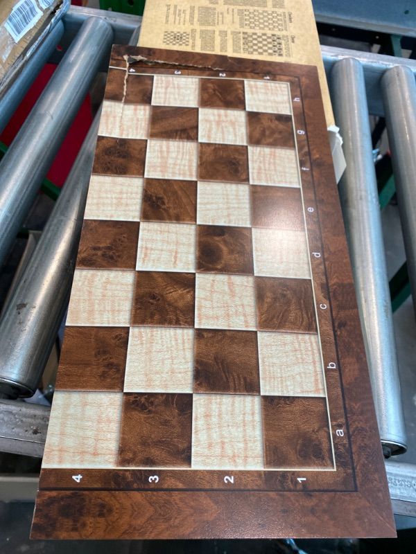 Photo 1 of ***MAJOR DAMAGE*** Chess Checkers Backgammon 3-in-1 Board Games Sets, Wooden Chess Set for Adults & Kids, 17.2" Lightweight Checkers Board Game,Strategy Backgammon Sets for Adults, Travel Chess Board Game Pieces Storage