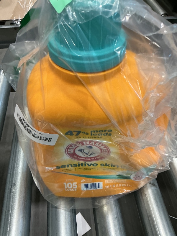 Photo 1 of ***VERY USED*** ARM & HAMMER Sensitive Skin Liquid Laundry Detergent, Fresh Scent, 105 fl oz, 105 Loads