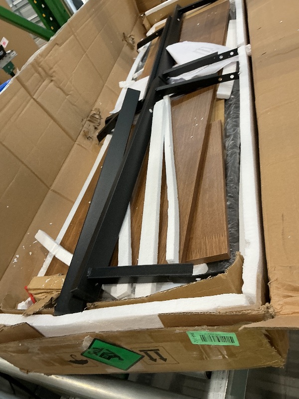 Photo 1 of ***MAJOR DAMAGE*** LITTLE TREE 63-Inch Console Table for Entryway, Farmhouse Behind Couch Table, Minimalist Sofa Table for Living Room, Long Wooden Hallway Foyer Table with Black Metal Frame, Oak