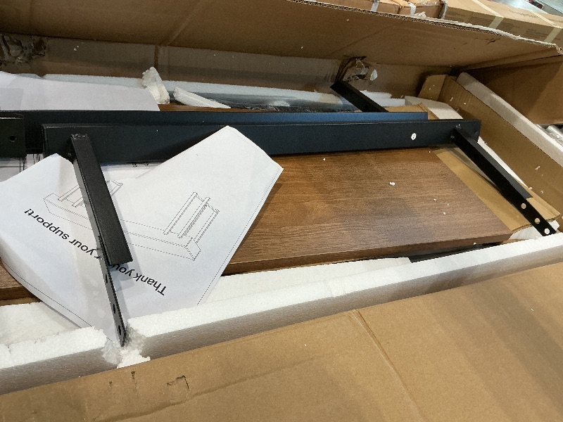 Photo 1 of ***MAJOR DAMAGE*** LITTLE TREE 63-Inch Console Table for Entryway, Farmhouse Behind Couch Table, Minimalist Sofa Table for Living Room, Long Wooden Hallway Foyer Table with Black Metal Frame, Oak