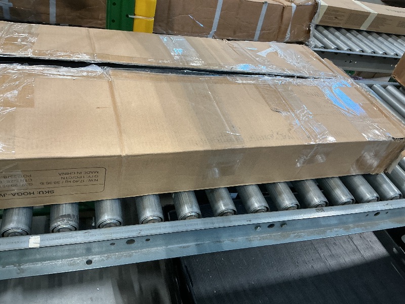 Photo 1 of ***MAJOR DAMAGE*** LITTLE TREE 63-Inch Console Table for Entryway, Farmhouse Behind Couch Table, Minimalist Sofa Table for Living Room, Long Wooden Hallway Foyer Table with Black Metal Frame, Oak