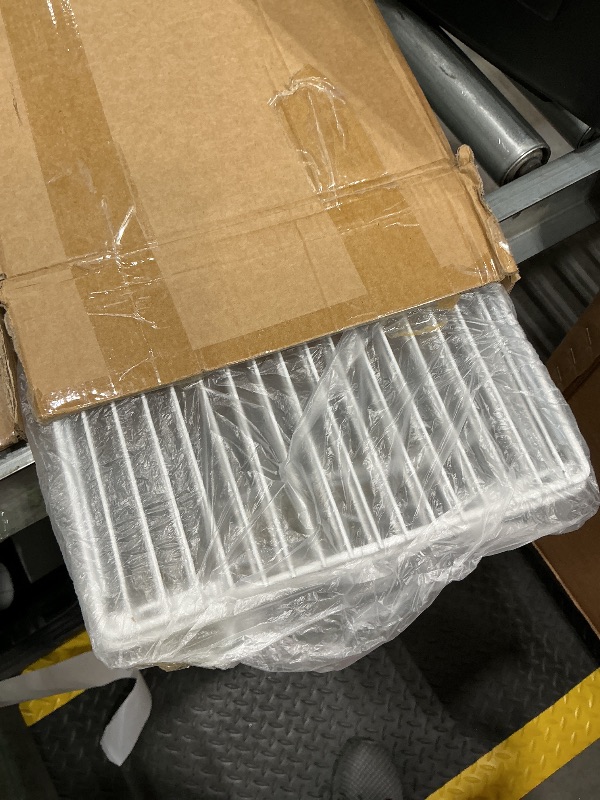 Photo 1 of ***MISSING SCREWS*** HGZBS Extendable Metal Wire Shelf Organizer - Adjustable 15-24.4in Length, Stackable Storage Rack for Kitchen/Pantry/Bathroom/Shoe Cabinet/Tool Closet (2, White)