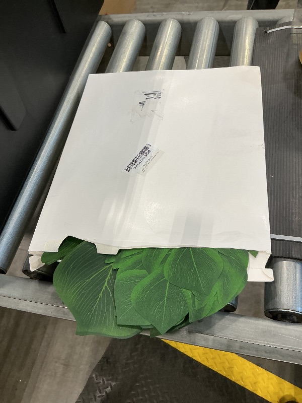 Photo 1 of 100Pcs Palm Leaves Artificial Tropical Monstera Plant Fake Leaves Safari Birthday Decorations,Jungle Theme Party Supplies,Faux Green Leaf for Hawaiian Luau Tiki Aloha Beach BBQ Table Decoration 3 Size