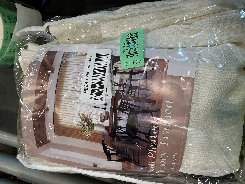 Photo 1 of 102 Inch Long Curtains Pinch Pleat Linen Curtains for Living Room Bedroom 2 Panels Natural Cream Light Filtering Privacy Neutral 102 Inch Pleated Drapes Hooks Rings Back Tab for Window Sliding Door