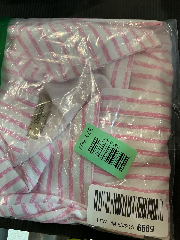 Photo 1 of *Damaged item/ hole in back* Timeson Womens Tops for Work: Short Sleeve - Women's Dressy Tops and Blouses - Womens Work Shirts Business Casual Trendy 2025 Ladies Professional Office Clothes Cute Formal Attire Fit Pink Stripes XL