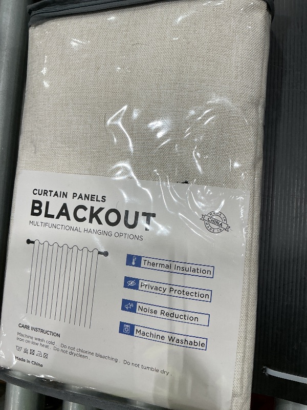 Photo 1 of 100% Blackout Shield Linen Blackout Curtains for Bedroom 84 Inches Long, Back Tab/Rod Pocket Living Room Drapes, Thermal Insulated Blackout Curtains 2 Panels Set, 50" W x 84" L, Cream
