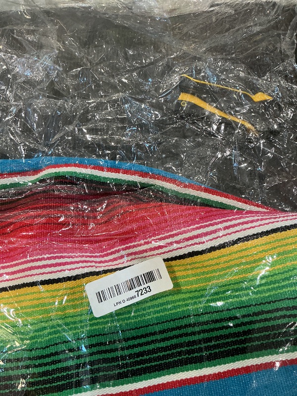 Photo 1 of 12 Pcs Mexican Serape Table Runners Mexican Theme Party Table Decorations Colorful Striped Serape Table Blanket Runner Tablecloth for Cinco de Mayo Mexican Fiesta Party, 14 x 84 Inch (Mixed Colors)