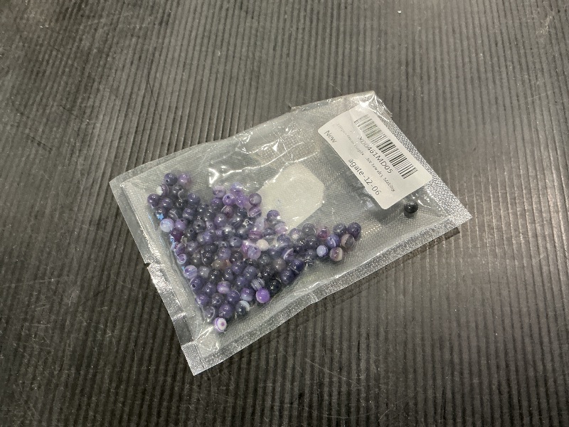 Photo 1 of 100pcs 6mm Purple Stripe Agate Beads Natural Gemstone Beads Round Loose Beads for Jewelry Making