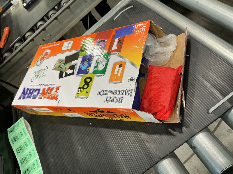 Photo 1 of 14 Pcs Halloween Party Games for Kids Adults Halloween Carnival Bean Bag Toss Games Metal Cans with 3 Bean Bags in Gift Box Boo Basket Stuffers Gifts for Holiday Trick or Treat Party Supplies