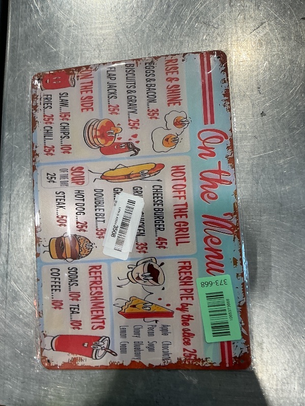 Photo 1 of 1 piece of vintage "On the Menu" metal iron signage - iron wall art plaque for restaurants, cafes, bars, farms, garages - Vintage style 12x8 inch poster board.