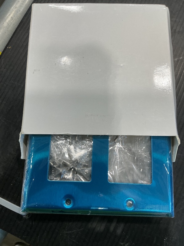 Photo 1 of [5 Pack] BESTTEN 2 Gang Decor Metal Wall Plate with Plastic Film, Decorator Stainless Steel Outlet Cover, Durable Corrosion Resistant Industrial Grade Material, H4.53” x W4.57”, Brushed Finish, Silver