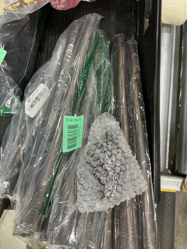 Photo 1 of [Missing one knob] JIUZHEN Bronze Curtain Rods for Windows 28 to 128 Inch, 1 Inch Diameter Adjustable Heavy Duty Decorative Curtain Rod for Bedroom Living Room, Twisted Cage Ends