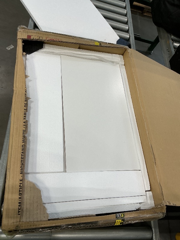 Photo 1 of ***PARTIAL SET*** Merax 4 Pieces Bedroom Sets, Queen Size Farmhouse Platform Bed with Wooden Strip Decoration, Storage Nightstand and Dresser with Metal Handle, White