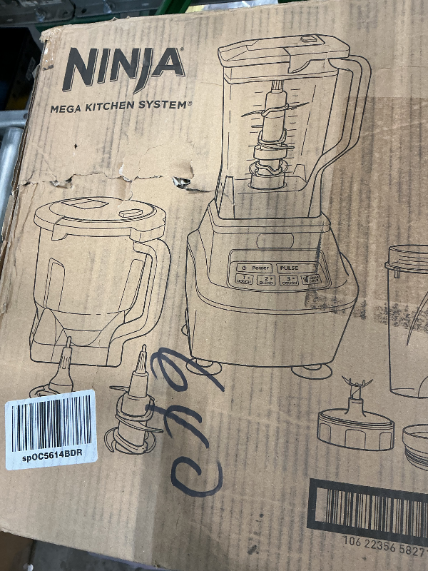 Photo 1 of *Damaged item/cracked* Ninja Blender, Food Processor, Blender for-Smoothies, Includes Pitcher, Smoothie Cup, and 8-Cup Bowl, Salsa, Dough, Shakes, Slush, and Frozen Drinks, Mega Kitchen System, 120 Volts, Black, BL770AMZ
