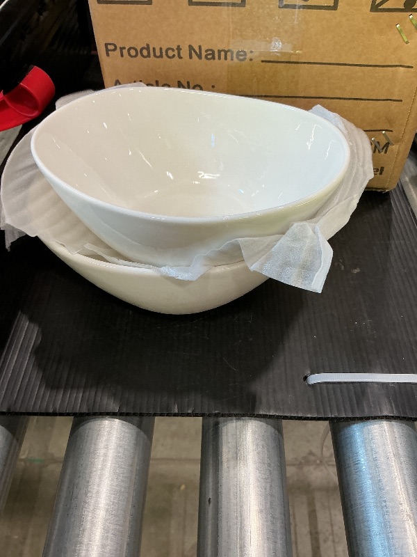 Photo 1 of *Missing Parts*
CHILDIKE Ceramic Serving Bowls, 20 OZ 2 Pack Fruit Display Dishes Oval Bowls Set, 7 Inch Microwave Safe White Porcelain Kitchen Bowl for Salad, Ice Cream, Pasta, Cereal and Party Dinner