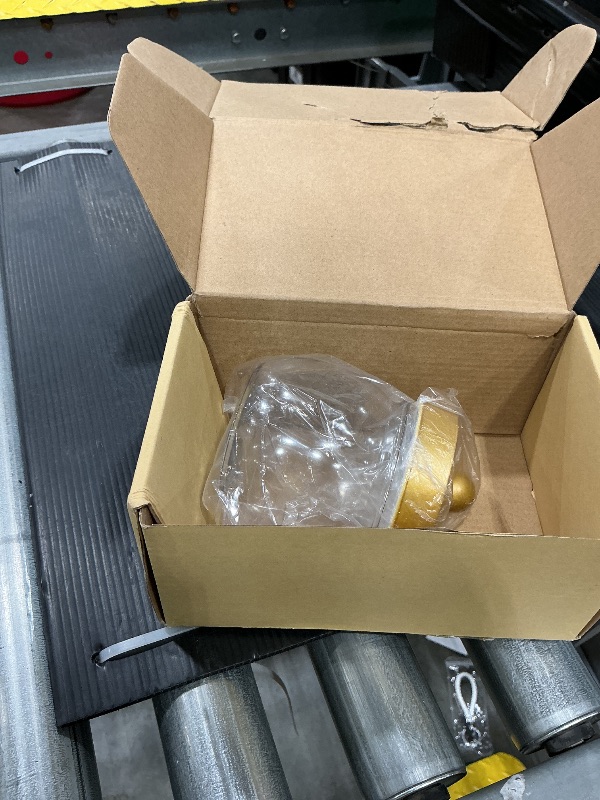 Photo 1 of *1 pack*Farmhouse Decor Apothecary Jar Set,Mason Jar Bathroom Vanity Storage Organizer Canister - Qtip Holder Plastic Acrylic Jar for Cotton Swabs,Cotton Pads,Floss Picks,Paper Clips,Hair Clips(2 Pack,Gold)