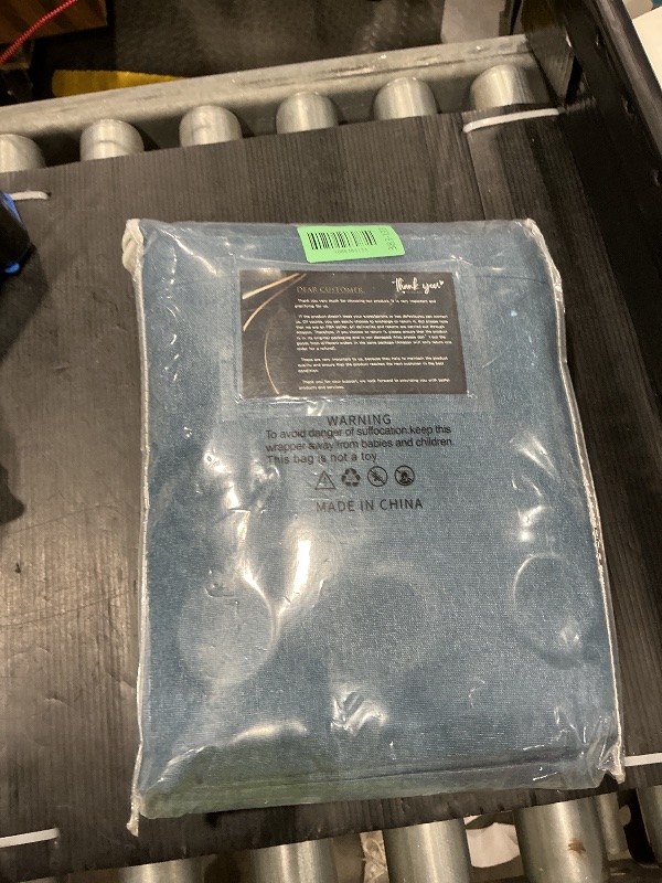 Photo 1 of 108 Inches Long 100% Blackout Blue Linen Curtains, Heat and Light Blocking Thermal Insulated 9 FT Grommet Curtain Panels for Living Room, Denim Blue, W52 x L108, 2 Panels