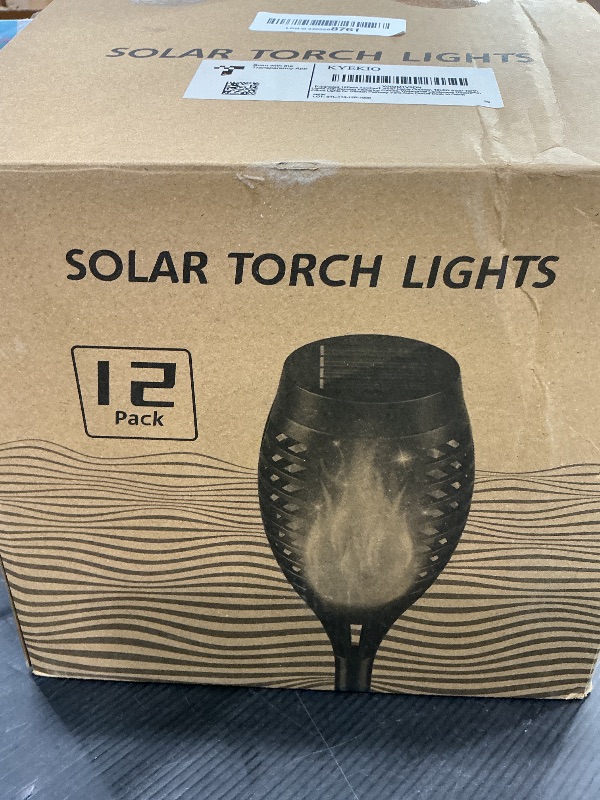 Photo 1 of ***MISSING LIGHTS*** ***READ CLERK NOTES*** KYEKIO Solar Torch Light with Flickering Flame, 12Pack Solar Lights Outdoor, Waterproof Christmas Lights for Yard Garden, Luces Solares para Exteriores, Torches Lighting for Outside Patio Decorations