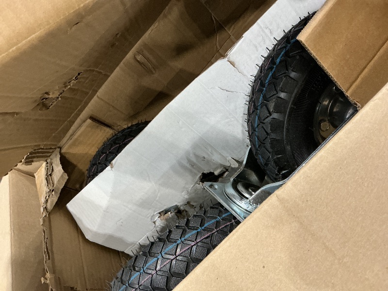 View 2 of 10 inch Casters Wheels, Heavy Duty Casters Set of 4 Load 1300lbs with Brake, Locking Swivel Plate Caster, Industrial Castor Wheels for Workbench, Cart, Trolley, Wagon and Shelves