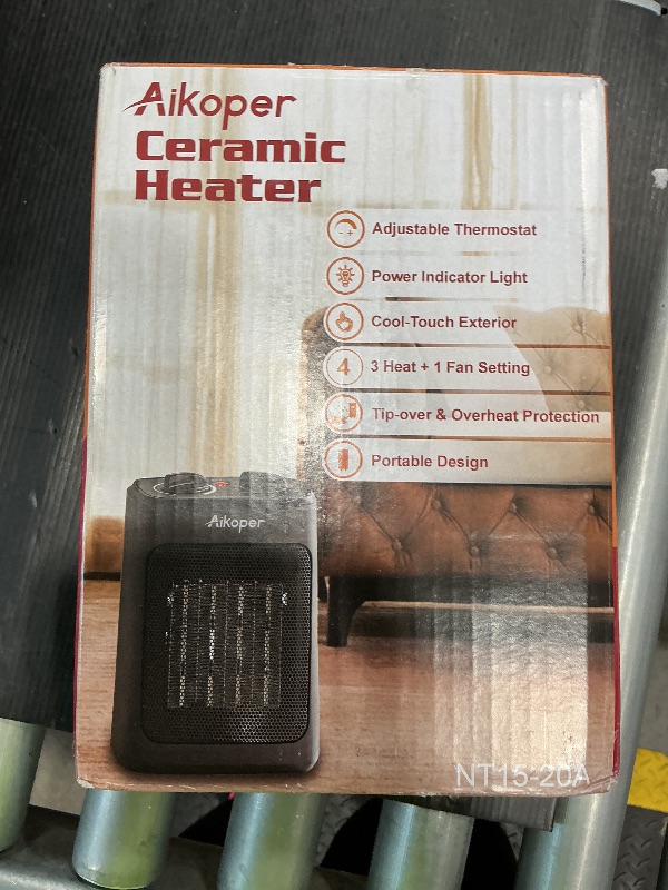 Photo 1 of **UNTESTED**
Space Heater, 1500W Electric Heaters Indoor Portable with Thermostat, PTC Fast Heating Ceramic Room Small Heater with Heating and Fan Modes for Bedroom, Office and Indoor Use