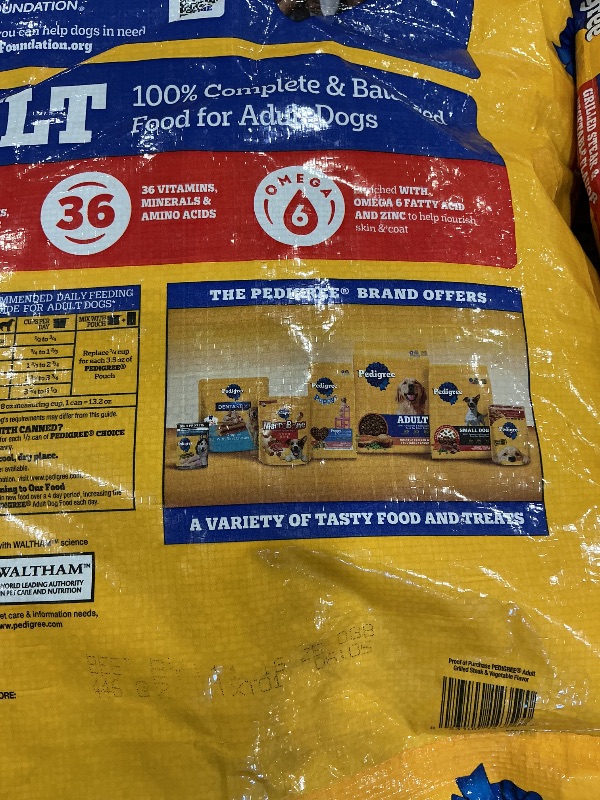 Photo 1 of ***EXPIRES 11-16-2025/ will need truck or trailer for pick up***Pedigree Complete Nutrition Adult Dry Dog Food, Grilled Steak & Vegetable Flavor, 18 lb. Bag