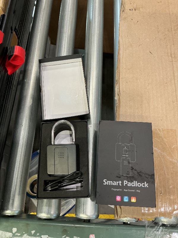Photo 1 of **MISSING PARTS**
Anweller Fingerprint Padlock with Key Backup, Weatherproof Biometric Bluetooth App Controlled Keyless Smart Electronic Combination Lock for Outdoor Fence Gate Pool Shed Gym Locker Yard Truck