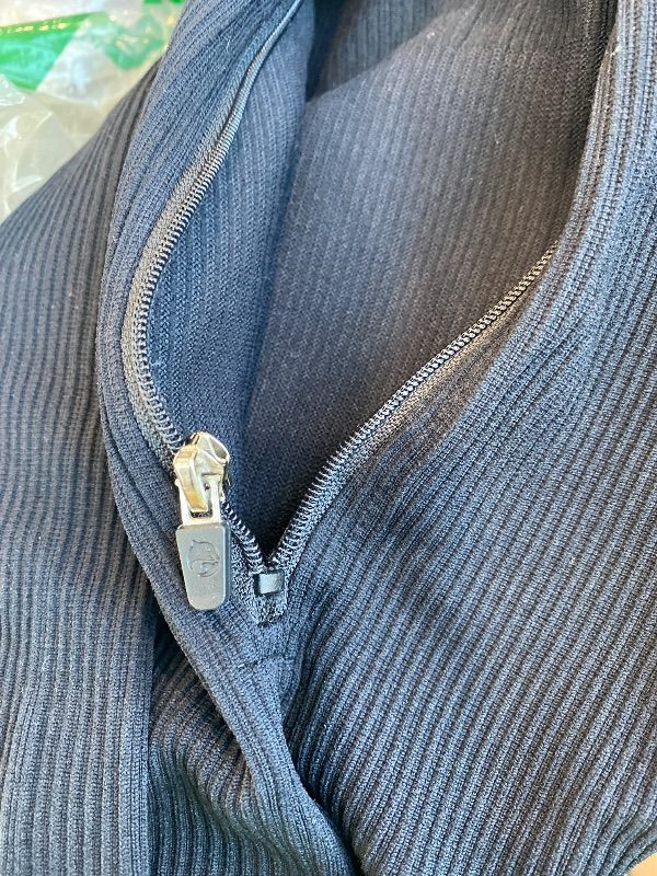 Photo 1 of ***MAJOR DAMAGE*** ***READ CLERK NOTES*** OQQ Women Rompers Ribbed Short Sleeve Zip Front Stretch Tummy Control Yoga Workout Rompers Black