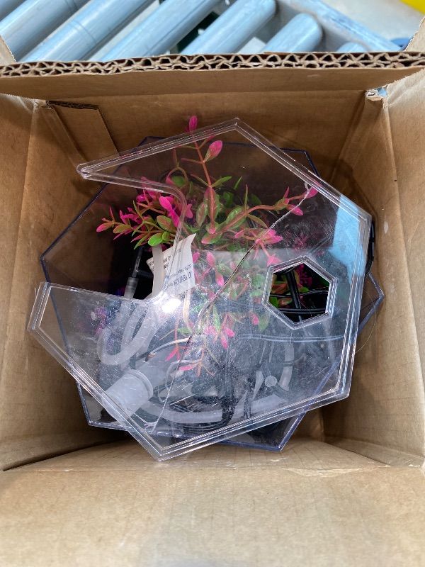 Photo 1 of ***MINOR DAMAGE*** ***READ CLERK NOTES*** Tetra Bubbling LED Aquarium Kit 1 Gallon, Hexagon Shape, With Color-Changing Light Disc