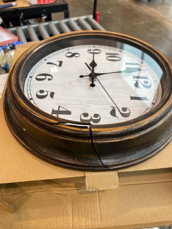 Photo 1 of ***MINOR DAMAGE*** 45MinST 12 Inches Retro Wall Clock, Silent Non Ticking Battery Operated Movement, Decor for Home/Wall Decor, Easy to Read, Decorate for Bedroom Living Room Office(Balck Gold)
