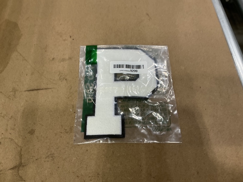 Photo 1 of 1 PC 6.5" White Chenille Letter Patch with Black Border Extra Large Iron On Letters for DIY Fashion & Dark Fabrics High Visibility Patches for Gifts & Safety Gear