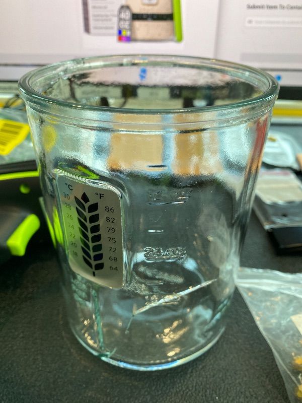 Photo 1 of ***MAJOR DAMAGE*** ***READ CLERK NOTES*** Premium Sourdough Starter Jar - 40oz Large Sourdough Jar with Marked Feeding Band, Thermometer, Scraper, Cloth Cover and Silicone Lid/Base, Wide Mouth Starter Kit - Green