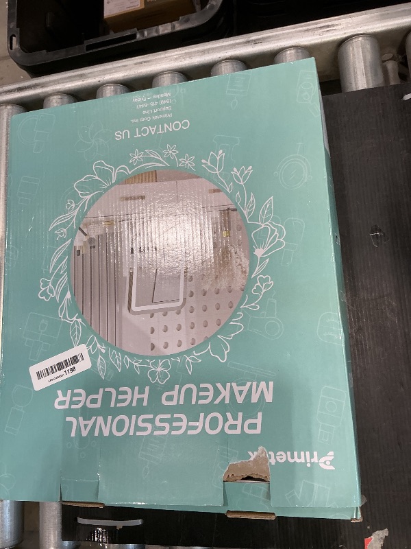 Photo 1 of **US-C CABLE NEEDED** PRIMETEK Vanity Mirror with Lights, 16"x14" Large LED Lighted Makeup Mirror, Hollywood Makeup Mirror, Touch Screen, 3-Color Lighting, 5X Magnification, for Vanity Desk Tabletop, Bedroom, White