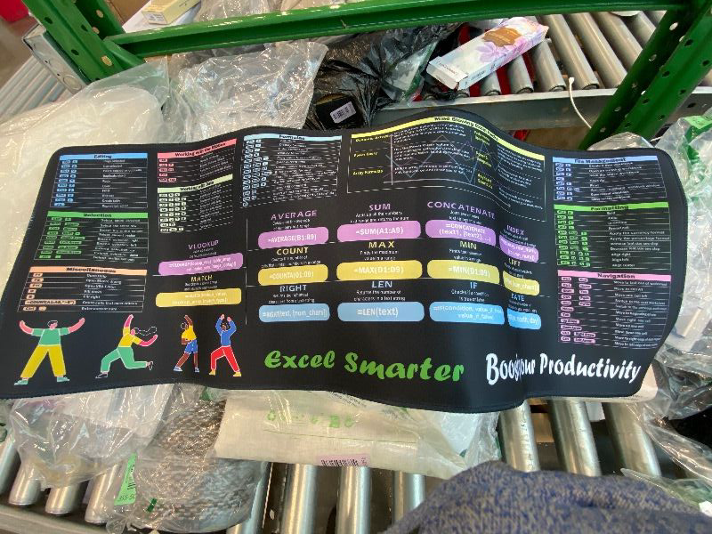 Photo 1 of ***READ CLERK NOTES*** Excel Shortcut Keys LED Mouse Pad - Colorful RGB Luminous Extended Large Cheat Sheet Gaming Mousepad| PC Office Spreadsheet Keyboard Mat| Non-Slip Stitched Edge