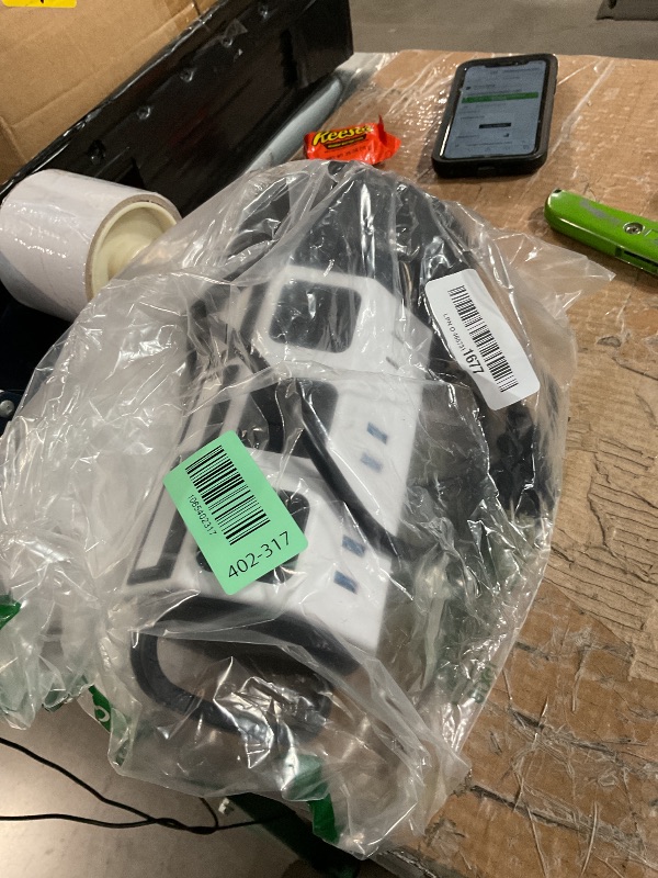 Photo 1 of ?10ft? Power Strip Tower JACKYLED Surge Protector Electric Charging Station with 13A 12 Outlets 6 USB Ports Heavy Duty Extension Cord for Home Office Computer Nightstand Laptop Phone White Black