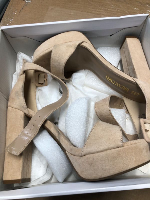 Photo 1 of ***MINOR DAMAGED - SEE NOTES/PICTURES***
DREAM PAIRS Womens HI-LO High Heel Platform Pump Sandal Orinthia,Size 7.5,Nude/Suede,HI-LO