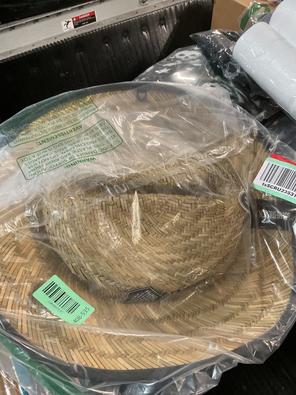 View 2 of ***(TOP IS SMASHED)***Straw Hat for Men & Women |Lifeguard Hat, Beach Hat & Sun Hat | Wide Brim for Sun Protection | One Size | Solid Black | Hemlock