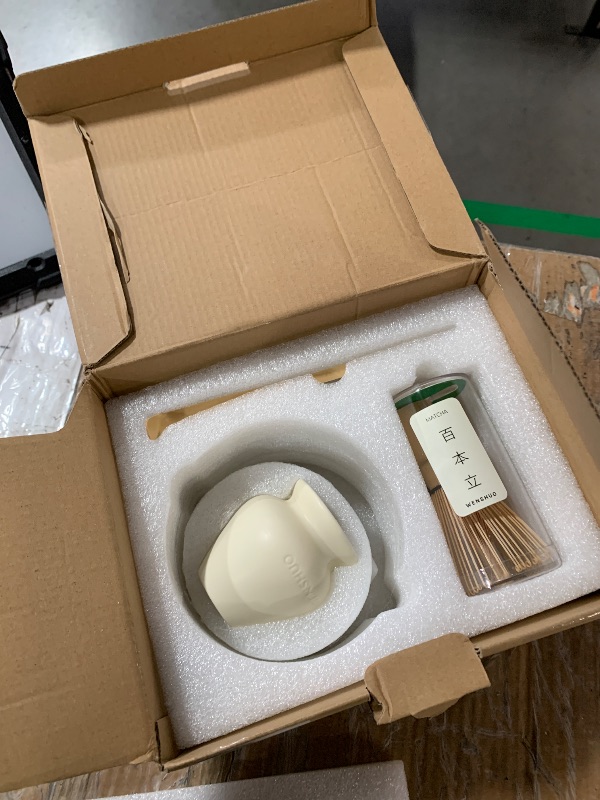 Photo 1 of ***PARTS ONLY***Matcha Whisk Set, Ceramic Matcha Bowl & Whisk Holder, Bamboo Accessory, Modern Design (Matte Crème, Traditional Bowl Design)