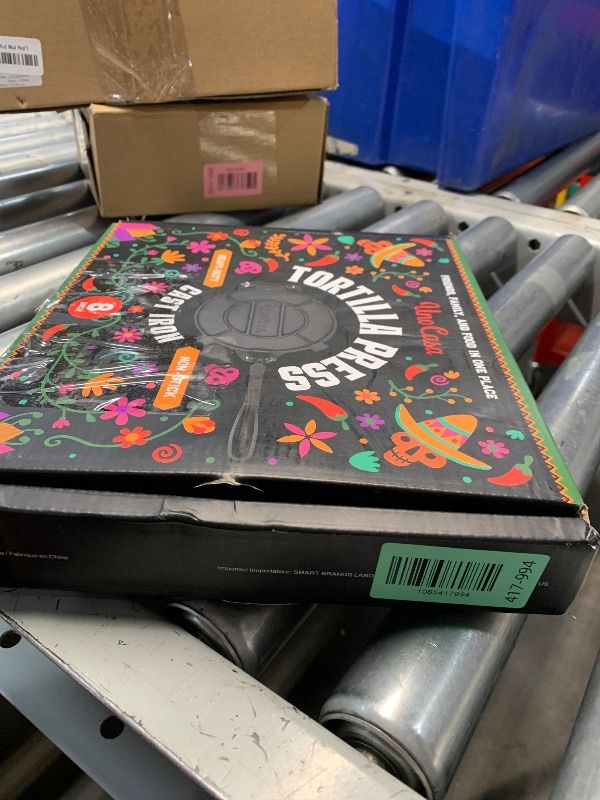 Photo 1 of (MISSING HANDLE) Uno Casa Cast Iron Tortilla Press 8 Inch - Tortilla Maker Press, Pre-Seasoned Roti Maker with 100 Pcs Parchment Paper - Heavy Duty Quesadilla Maker for Homemade Flatbreads, Rotis, Empanadas