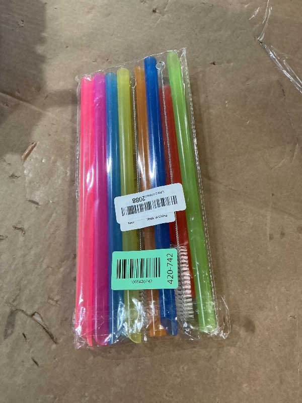 Photo 1 of [Angled Tips] 8 Pcs Reusable Boba Straws & Smoothie Straws - Multi Colors Jumbo Wide Reusable Straw, BPA FREE Food-Grade Plastic Straw for Bubble Tea(Tapioca, Boba Pearls), Milkshakes with 2 Brushes