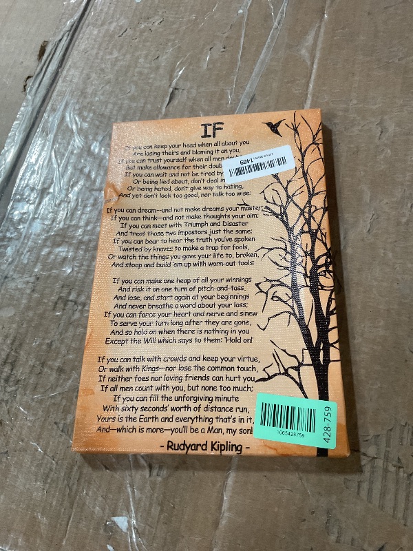 Photo 1 of * minor rip on the side *
If Kipling Poem Wall Art Rudyard Kipling Inspirational Poster Canvas Wall Art For Home Office Decor Framed 8 * 12 inch